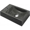 Sapho BLOK kamenné umývadlo 40x10x22 cm, otvor vľavo, čierny Antracit 2401-38