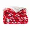 Łóżkoholicy Vianočná červená obojstranná deka s barančekom a vločkami – mäkká hrejivá prikrývka na zimu Veľkosť: 160x200