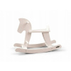 KONIK NA BIEGUNACH DREWNIANY Hojdací koník BIELY pre deti s držadlami 1+