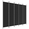 vidaXL 5-panelový paraván čierny 250 x 200 cm látkový