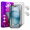 AppleMix Tvrdené sklo JP Full Pack pre Apple iPhone 15 Plus - číre 3D - sada 2 kusov + aplikátor + 2x sklo na objektív