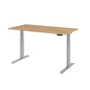 Výškovo nastaviteľný písací stôl, elektrický, pamäťový spínač, C-noha, 1600 x 800 mm, dub jaseň/stri