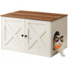 Skriňa na mačací záchod s dvierkami, bielo-hnedá, 80x53x50