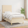 vidaXL Posteľný rám boxsping s matracom krémový 90x200 cm látka - Krémová - 166933-101295