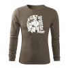 DRAGOWA Fit-T tričko s dlhým rukávom León, olivová 160g/m2 - L