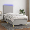 vidaXL Posteľ boxsping s matracom a LED bledosivá 90x190 cm látka
