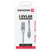 SWISSTEN DATOVÝ KABEL KEVLAR USB / LIGHTNING 1,5 M BÍLÝ