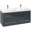 VILLEROY & BOCH Avento závesná skrinka pod dvojumývadlo, 4 zásuvky, 1180 x 452 x 514 mm, Crystal Grey, A89300B1
