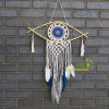 Stredný ochranný Lapač Snov - Macramé - Modrá, Biela, Šedá