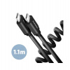 AXAGON BUCM-CM20TB, TWISTER kabel USB-C - USB-C, 1.1m, USB 2.0, PD 60W 3A, ALU, tpe, černý (BUCM-CM20TB)