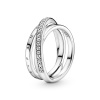 PANDORA Tříkroužkový prsten překládací osázený 48 199057C01-48