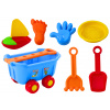 LEAN TOYS Sada hračiek do piesku vo vozíku – Modrý, 8 kusov