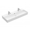 Villeroy & Boch Memento 2.0 Dvojumývadlo nábytkové 120x47 cm, s prepadom, 2 otvory na batériu, CeramicPlus, alpská biela 4A22CKR1