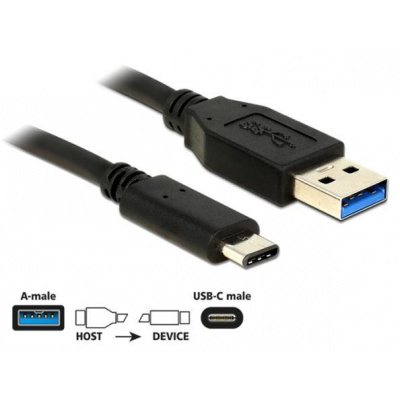 Delock Kabel SuperSpeed USB 10 Gbps (USB 3.1, Gen 2) Typ A samec > USB Type-C™ samec 1 m černý 83870