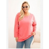 Kesi Dámska blúzka Plus Size bavlnená s okrúhlym výstrihom ružová