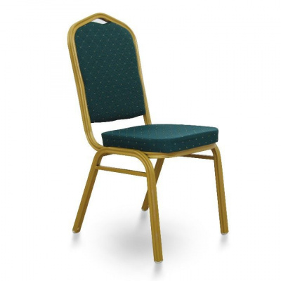 Tempo Kondela Stohovateľná stolička, zelená/matný zlatý rám, ZINA 2 NEW strieborná kov, zlatá (44x93x50cm)