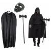 Kostým, maska - Čierny čarodejník Halloween Wizard Cape (Cape s kapucňou maskou Halloween outfit)