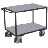 Variofit Policový vozík s madlom, 2 police, Variofit, úžitková plocha 120 x 80 cm, do 500 kg, modrá/antracit Farba: antracit RAL7016