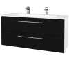 Dreja Umývadlova skrinka GIO SZZ2 120 - N01 Biela lesk / Úchytka T04 / L17 Čierná vysoký lesk