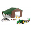 Britains Britský traktor John deere 4020 1968 so zvieratami a farmárskou budovou - Dioráma Stalla Con Animali 1:32 Zelená