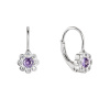 Strieborné náušnice detské kvietky so zirkónmi 11476.3 violet
