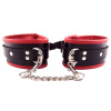 ROUGE Leather Padded Ankle Cuffs Black on Red