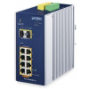 Planet IGS-10020HPT-U priemyselný L2 switch, 8x1Gb, 2x2.5Gb SFP, 8x PoE 802.3at 240W, 12-54VDC, -40~75°C, 1x USB, IP30