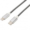 Kábel GoGEN USB-C / Lightning, 3m, opletený (USBC8P300MM24) strieborný