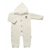 Baby Nellys Pletený overálok s kapucňou a gombíkmi Hand Made ecru