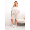 Legínovo Dámske bavlnené kraťasy Plus Size s opaskom hnedé Farba: Béžová, Veľkosť: XL