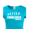 Dámske tričko pre kuželkárov Evolúcia kolky, Barva Modrá, Velikost XS Bezvatriko.cz 0434