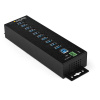 StarTech.com HB30A10AME USB 3.0 rozbočovač (10-portový, Din-Rail, priemyselné použitie, externý napájací zdroj, prepäťová ochrana, ESD, 350 W, 15 kV)