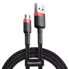 Baseus odolný nylonový USB kábel Cafule Cable Durable Nylon Braided Wire USB / micro USB QC3.0 1.5A 2M čierno-červený (CAMKLF-C91)