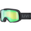 Lyžiarske okuliare Uvex Elemnt FM - black matt/mirror green/lasergold lite (S2) uni