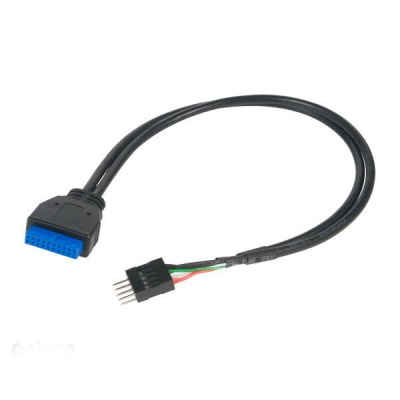 AKASA adaptér USB 3.0 (19-pin) na USB 2.0 (9-pin) / interní / délka 30cm AK-CBUB36-30BK