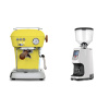 Ascaso Dream PID, Sun Yellow + Eureka Atom Specialty 65, white