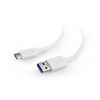 Kabel CABLEXPERT USB 3.0 A - USB-C M/M, 1m, bílý (CCP-USB3-AMCM-1M-W)
