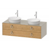 DURAVIT White Tulip závesná skrinka pod dve umývadlá na dosku, 2 zásuvky, 1300 x 550 x 408 mm, dub prírodný masív/taupe matná, WT4993BH560