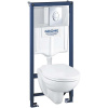 GROHE Solido 5v1 - prvok pre závesné WC, stavebná výška 113 cm + nástenná prípojka + závesné WC a Softclose sedátko Bau Ceramic + ovládacie tlačidlo Skate Air (chróm), 39192000