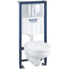 GROHE Solido 5v1 - prvok pre závesné WC, stavebná výška 113 cm + nástenná prípojka + závesné WC a Softclose WC sedadlo Bau Ceramic + ovládacie tlačidlo Skate Air (chróm), 39192000