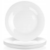 Plytké sklenené taniere na obed biele 25,5 cm 6 ks