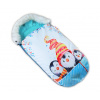 Fusak Baby Nellys Winter Friends Lux velvet s kožušinkou, 105x55 cm - kamaráti / tyrkys