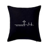 Jesus Saved My Life kríž ekg - Vankúš 50x50 - 50x50 - Vrátane výplne ( Čierna )