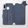 Kožené flip pouzdro Mobiwear - Huawei P30 Lite - Modré (Kožené knížkové pouzdro, obal, kryt na mobil Huawei P30 Lite, Modré, materiál Genuine Leather, ochrana 360°, stojánek, silikonová vanička, magne