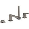 GROHE Eurocube 4-otvorová páková batéria na okraj vane, s rozetami, vyloženie výtoku 220 mm, kartáčovaný tmavý grafit, 19897AL1