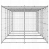 VidaXL Ohrádka pre psa s prístreškom, galvanizovaná oceľ, 12,1 m²