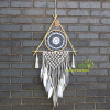 Veľký ochranný Lapač Snov - Macramé - Pyramída - Biela, šedá