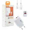 Sieťová nabíjačka USB C USB 3A kábel USB C univerzálny biely set