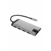 VERBATIM 49142 USB-C Multiport HUB, 3x USB 3.0, 1x USB-C, HDMI, LAN, SD, microSD, šedá dokovací stanice