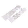 Dlouhé společenské rukavice saténové s krajkou Varianta: 2 bílá, Balení: 1 pár